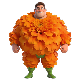 Marigold Flower Character - 3D Animated Mascot Icon
