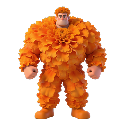Marigold Flower Character 3D Icon Design