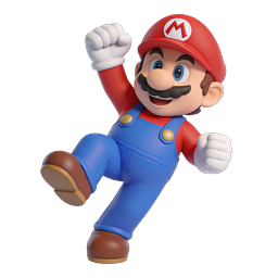 Biểu tượng nhân vật Mario 3D - Bản render anh hùng game cổ điển