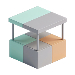 Isometric Market Stall Display Table 3D Icon