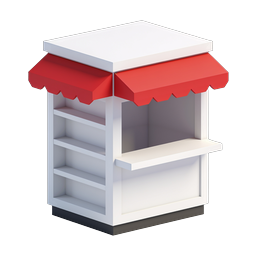 Market Stall Vendor Kiosk Icon - 3D Rendered
