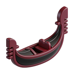 Red Canoe Boat Icon | 3D Maritime Design