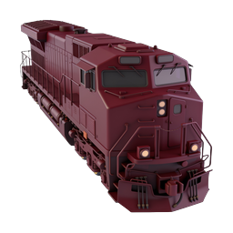 Maroon Locomotive Train Icon | 3D Railway Transport