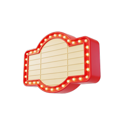 Marquee Sign 3D Icon with Vintage Theater Lights