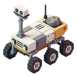 ไอคอนสำรวจอวกาศ Mars Rover แบบ Voxel Isometric
