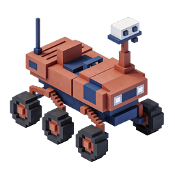 Mars Rover Isometric Voxel Icon for Space Apps