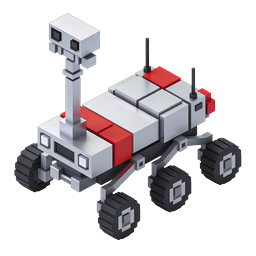 3D Voxel Mars Rover Icon | Space Exploration Robot