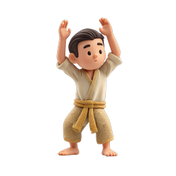 Martial Arts Boy Icon - 3D Clay Style Character