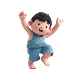 Martial Arts Boy 3D Character Icon - Cheerful Kid