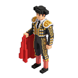Biểu tượng đấu sĩ bò tót matador voxel 3D