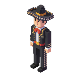 3D Voxel Matador Bullfighter Character Icon