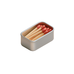 Matchbox Tin Icon - Realistic 3D Rendered Matches