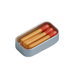 Matchbox Tin Icon - 3D Rendered Matchsticks in Metal Can