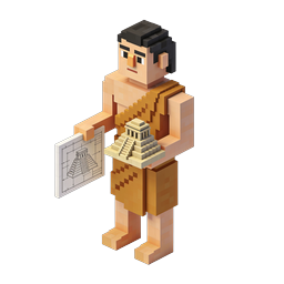 Mayan Archaeologist Voxel Icon - Ancient Pyramid Explorer