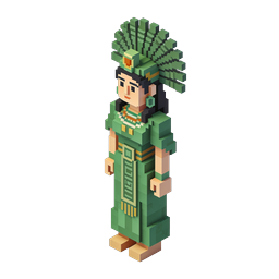Mayan Queen Voxel 3D Icon - Ancient Civilization Character