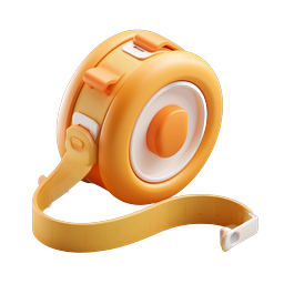 3D Measuring Tape Icon - Retractable Tool Design