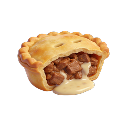 Realistic 3D Meat Pie Icon with Bite Reveal