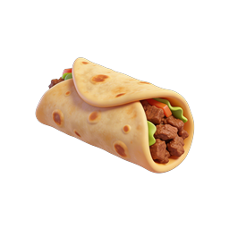 Delicious Meat Wrap 3D Icon for Food Apps