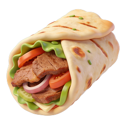 Delicious Meat Wrap Sandwich 3D Icon for Food Designs