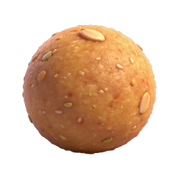Realistic 3D Meatball Icon with Seeds and Nuts