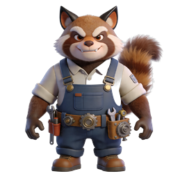 Cute Red Panda Mechanic 3D Character Icon