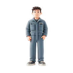 Ícone 3D Personagem Mecânico - Serviço Profissional