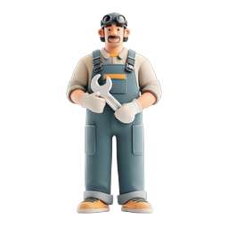 Biểu tượng 3D thợ cơ khí thân thiện với cờ lê