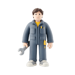 Mechanic Worker Character Icon - Clay 3D Style