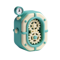 3D Mechanical Clock Gear Icon - Clay Style
