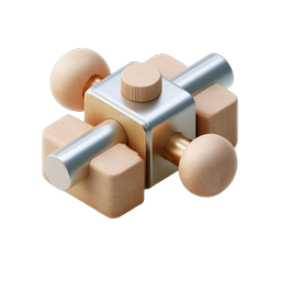 Mechanisches Holzspielzeug-Würfel-Icon | Realistisches 3D-Design