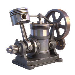 Industrial Mechanical Engine Icon - Realistic 3D Render