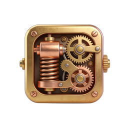 Mechanical Gear Box Icon - Brass Steampunk Design