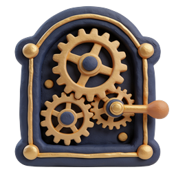 Mechanical Gear Clock Clay Icon - Time & Automation