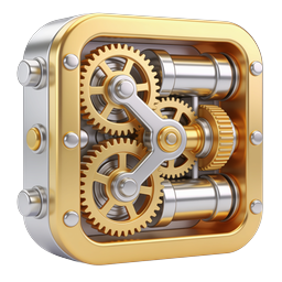 Premium Golden Mechanical Gear Lock Security Icon