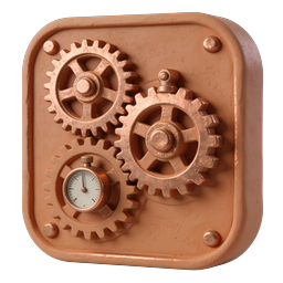 Mechanical Brass Gears Icon | Realistic 3D Clockwork