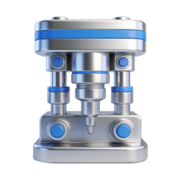Chrome Mechanical Press Machine Icon - Industrial 3D