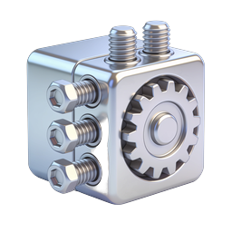 Mechanical Settings Icon | 3D Chrome Gear & Bolts