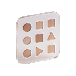 3D Media Control Panel Icon with Geometric Buttons