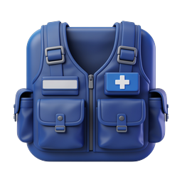 Blue Medical Backpack Icon - First Aid Emergency Bag