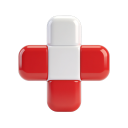 3D Medical Cross Icon - Red & White Healthcare Symbol