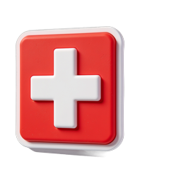 3D Medical Cross Icon - Healthcare First Aid Symbol