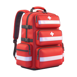 Red Emergency Medical Backpack Icon | First Aid Bag