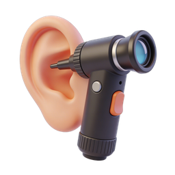 Realistic Otoscope and Ear Examination Icon