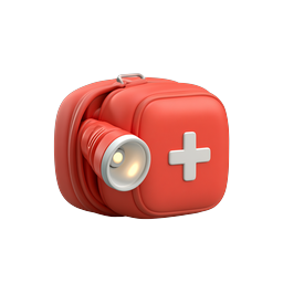 Medical First Aid Bag with Flashlight 3D Icon