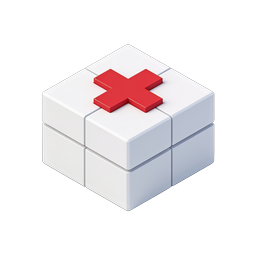 Isometric Medical First Aid Box Icon with Red Cross