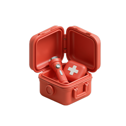 3D Clay-Style Medical First Aid Kit Icon with Flashlight