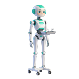 Icône de robot médical convivial avec plateau chirurgical | 3D Healthcare AI