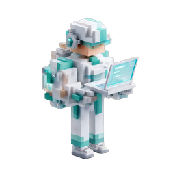 Medical Tech Voxel Character Icon | 3D Healthcare Professional