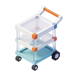 Isometric Medical Utility Cart Icon - 3D Healthcare Trolley