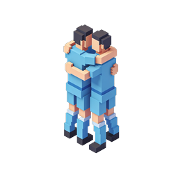 Isometric Medical Workers Hug Voxel Icon for Healthcare
